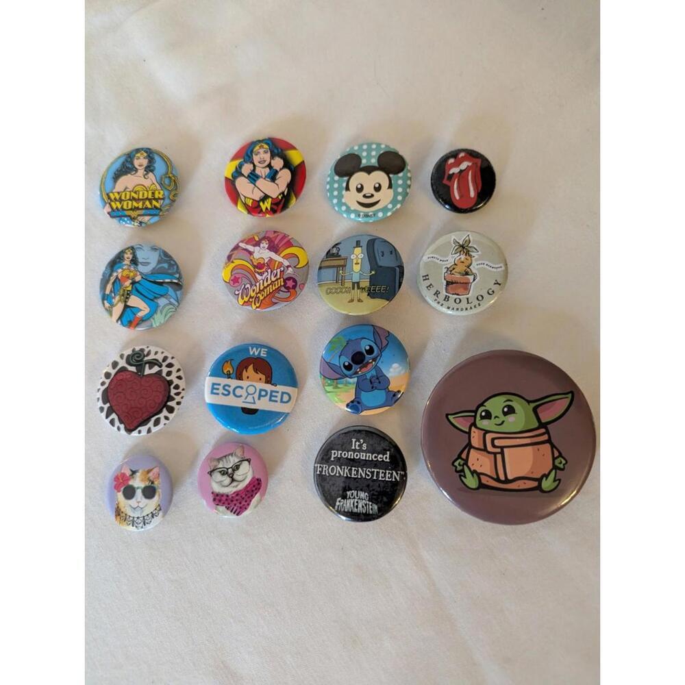 Cool Pin Lot, Wonder Woman, Cats, Rolling Stones, Lot Of 15